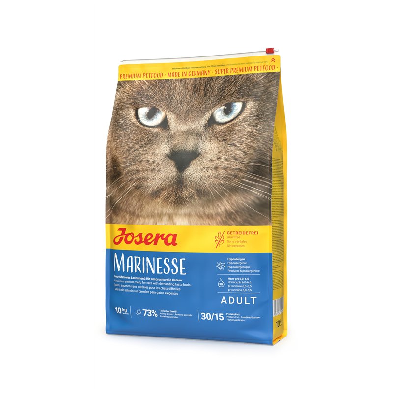JOSERA Marinesse 10 kg | Croquettes pour chat adepte de poisson | Au saumon, pommes de terre et petits pois | Nourriture Super P