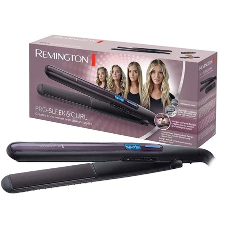 Remington Lisseur Cheveux [2en1: lisse & boucle] Pro Sleek&Curl (Design arrondi, Plaques flottantes XL,Céramique UltraTourmaline