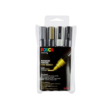 POSCA Set 4 MARQUEURS PC5M Pochette GSW