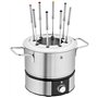 WMF Service à fondue électrique, 1400 W, 8 personnes, Récipient en inox, 8 fourchettes à fondue en Inox 18/10 Cromargan, Haute p