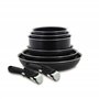 MENASTYL - set de 8 pièces – 3 poêles 20/24/28 cm + 3 casseroles 16/18/20 cm + 2 poignées amovibles sécurisées - 6020438