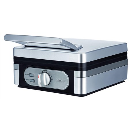 MPM MGO13 Gaufrier Professionnel pour 2 Gaufres Belges Épaisses, Plaques Antiadhésives, Régulateur de Température, Boîtier en Ac