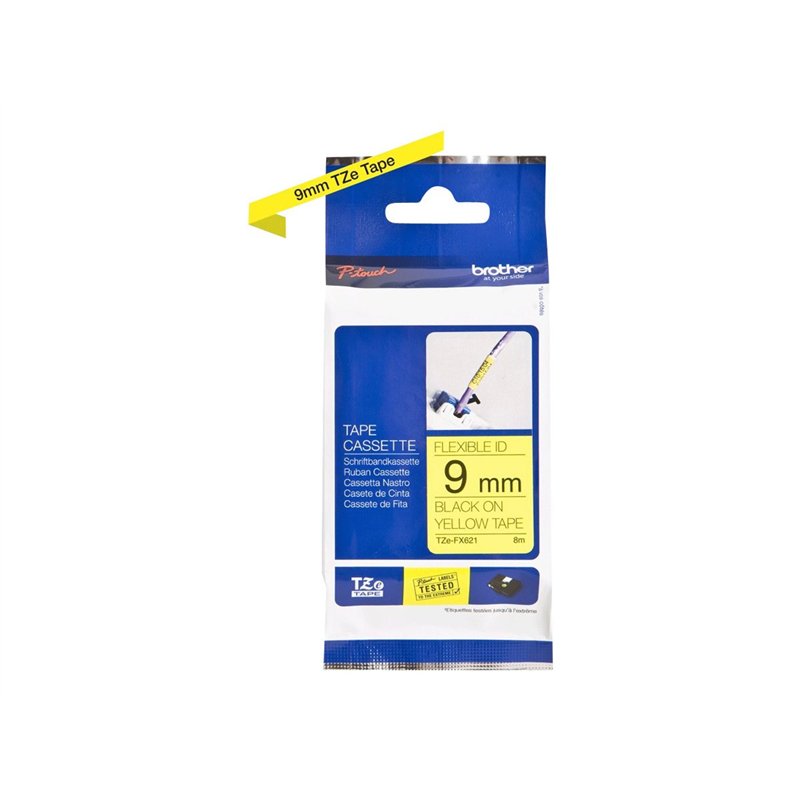 Image secondaire de Brother TZe-FX621 ruban d'étiquette Noir sur jaune - Rubans d'étiquettes (Noir sur jaune, TZe, Brother, 9 mm, 8 m, 1 pièce(s))