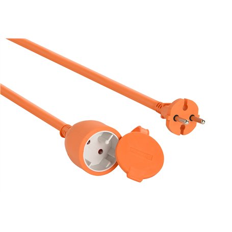 Rallonge de jardin 16A, Pronlongateur orange 20 mètres, câble H05VVF 2x1,5 pour appareils de classe II (sans terre)