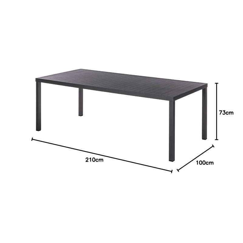 Image secondaire de Hespéride - Table de Jardin Rectangulaire Piazza Gris Graphite - 8 Places - Aluminium Traité Epoxy Antirouille