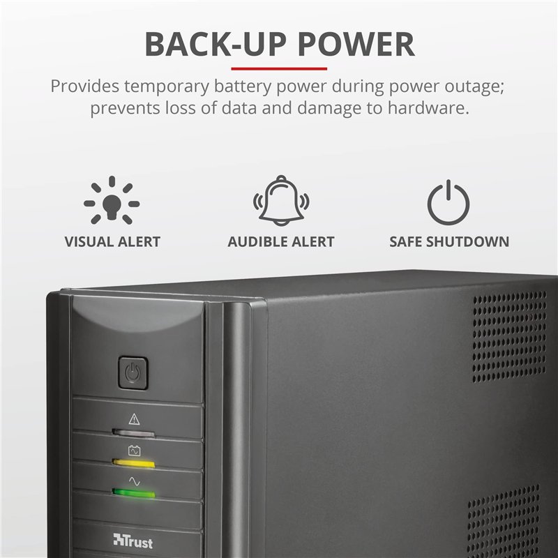 Image secondaire de Trust Oxxtron Groupe de continuité 1000 VA avec 2 Prises murales, Noir [Italie]