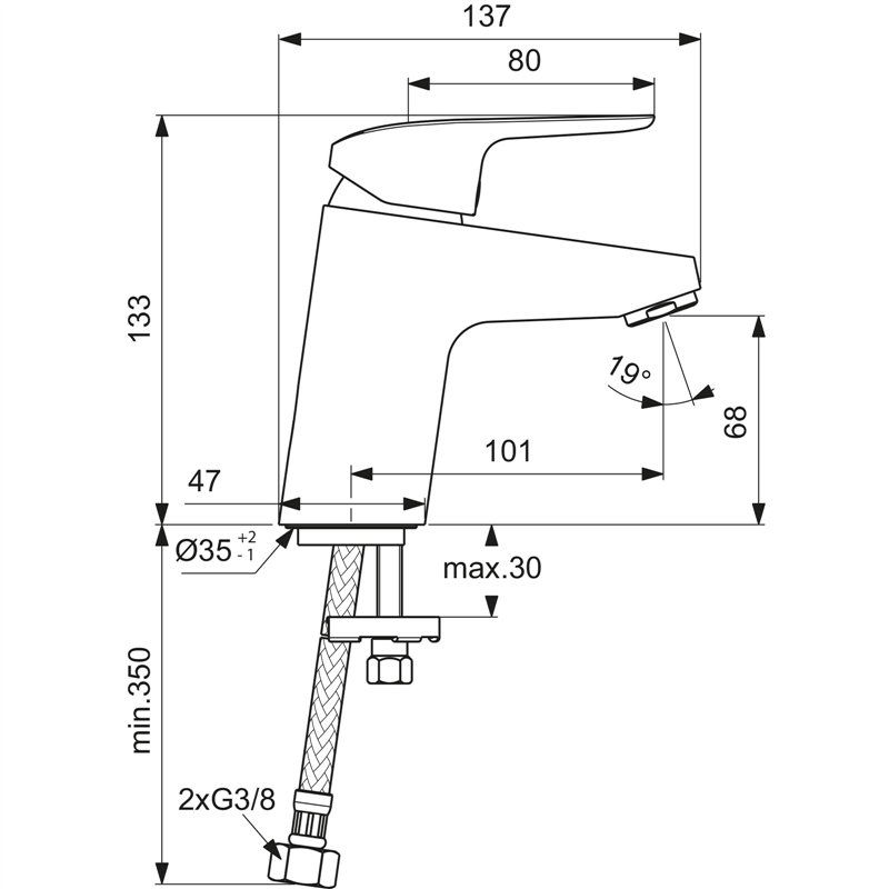 Image secondaire de Ideal Standard B1710AA Ceraflex Mitigeur de lavabo sans bonde