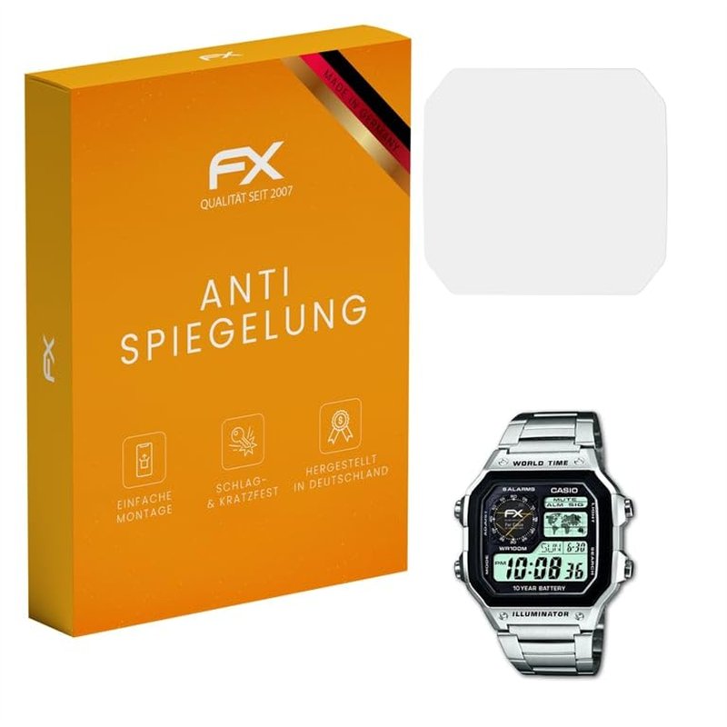 atFoliX Protecteur d'écran compatible avec Casio AE-1200WHD-1AVEF Film Protection d'écran, antiréfléchissant et absorbant les ch