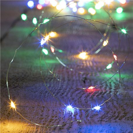 FEERIC CHRISTMAS guirlande led intérieur à pile en cuivre flexible- multicolore- 3.90 mètre
