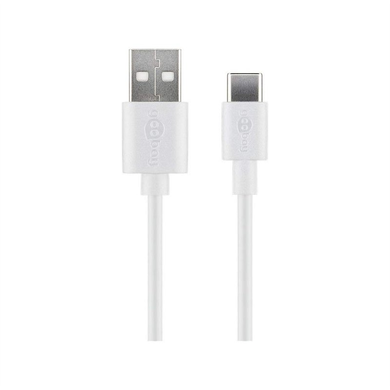 Goobay 59126 Câble de Chargement et de Synchronisation USB-C, USB-A vers USB-C, Blanc, 0.5m Longueur de Câble