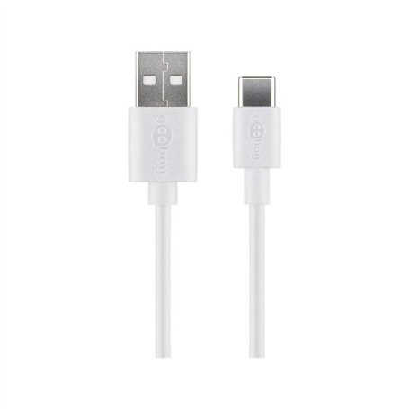 Goobay 59126 Câble de Chargement et de Synchronisation USB-C, USB-A vers USB-C, Blanc, 0.5m Longueur de Câble