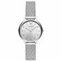 Emporio Armani Montre pour femme, mouvement à deux aiguilles, boîtier en acier inoxydable argenté de 32 mm avec bracelet en acie