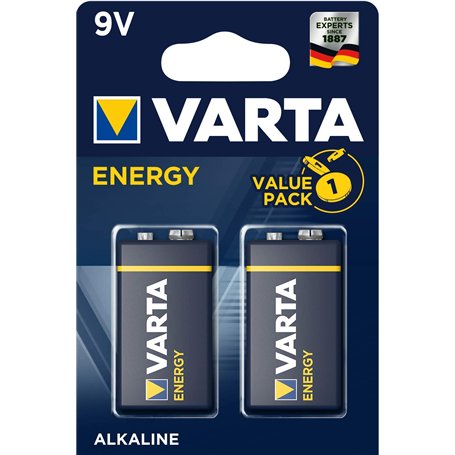 Varta 4122 – Pack de 2 Piles alcalines, Taille 9 V, Couleur Bleu