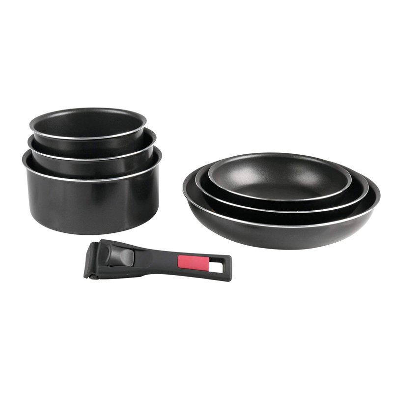 Sitram 712382, Batterie de cuisine 7 pièces : 3 casseroles + 3 poêles + 1 poignée amovible - Aluminium pressé - Tous feux dont i