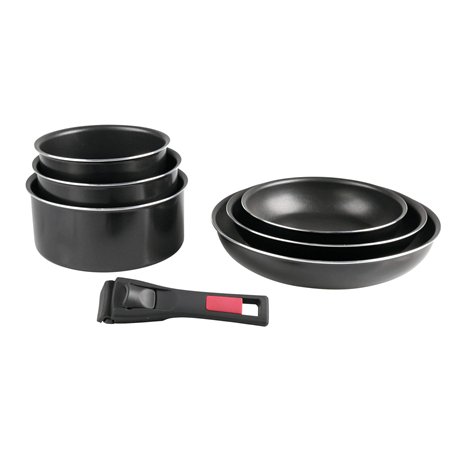 Sitram 712382, Batterie de cuisine 7 pièces : 3 casseroles + 3 poêles + 1 poignée amovible - Aluminium pressé - Tous feux dont i