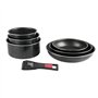 Sitram 712382, Batterie de cuisine 7 pièces : 3 casseroles + 3 poêles + 1 poignée amovible - Aluminium pressé - Tous feux dont i