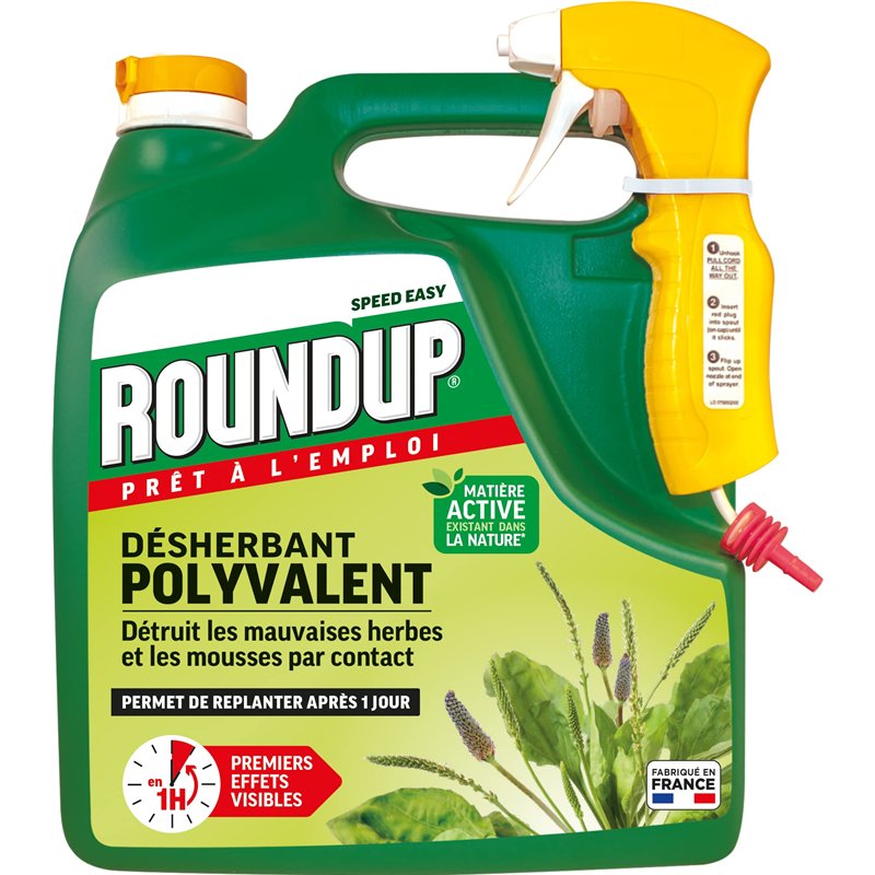 ROUNDUP RPO3 - Désherbant Jardin Polyvalent Prêt à L'emploi 3 L - Premiers effets visibles en 1h - Elimine mauvaises herbes et mousses
