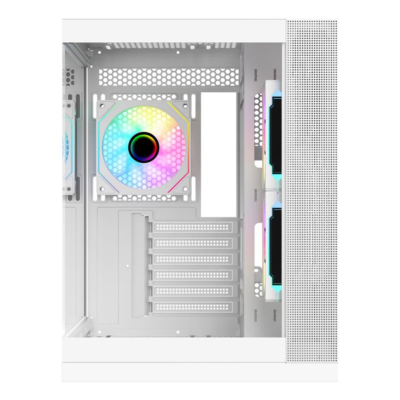 Image secondaire de Itek Case Dark Cave DS - Tour de Jeu, ATX, Ventilateur ARGB 3x12 cm, 2xUSB3, Type-C, Verre Temp sur Panneau latéral et Avant, Wh