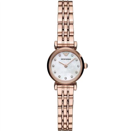 Emporio Armani Montre pour femme, mouvement à deux aiguilles, boîtier en acier inoxydable or rose de 22 mm avec bracelet en acie