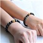 SHOP-STORY - Bracelet en Perles Naturelles Onyx Noir et Une Perle Pailletée - Bijou pour Homme et Femme