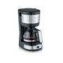 SEVERIN Cafetière filtre, 750W, Jusqu'à 4 tasses, filtre permanent lavable, porte filtre amovible, Plaque chauffante, Inox/Noir,