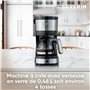 SEVERIN Cafetière filtre, 750W, Jusqu'à 4 tasses, filtre permanent lavable, porte filtre amovible, Plaque chauffante, Inox/Noir,
