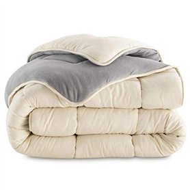 IDMarket - Couette 220x240 CM Zoe Polaire biface Gris et crème 400 GR