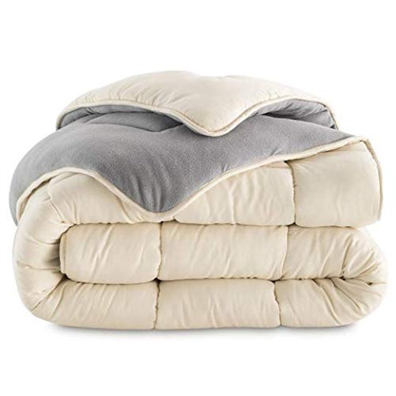IDMarket - Couette 220x240 CM Zoe Polaire biface Gris et crème 400 GR