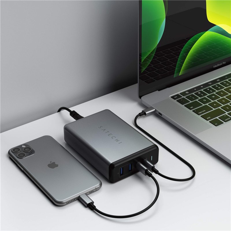 Image secondaire de SATECHI Chargeur de Bureau USB-C 108W, 2 Ports USB-C & 2 Ports USB-A, Compatible avec MacBook Pro/Air M2/M1, iPad Pro/Air M2/M1,