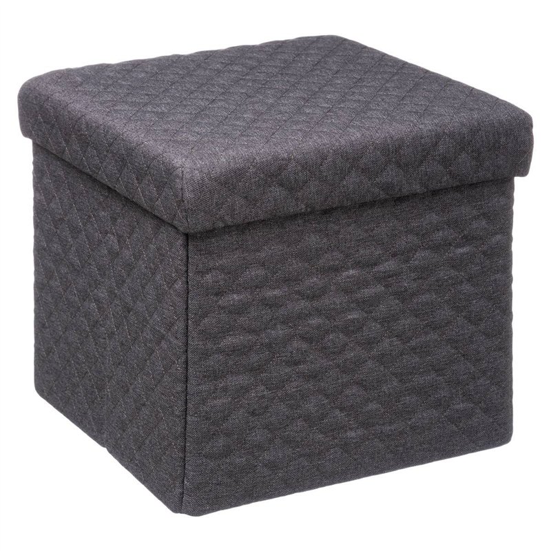 5 five simply smart - 2 en 1 Pouf et Coffre de Rangement Velours Gris foncé 31 x 31 cm 167846A