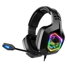 SPIRIT OF GAMER - Elite-H50 – Casque Audio Gamer Full Black - Microphone Flexible – Coussinets Similicuir - LED RGB –Jack 3.5mm 