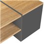 IDMarket - Table Basse Bar contemporaine rectangulaire IZIA avec Coffre Gris et Plateaux Bois