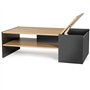 IDMarket - Table Basse Bar contemporaine rectangulaire IZIA avec Coffre Gris et Plateaux Bois