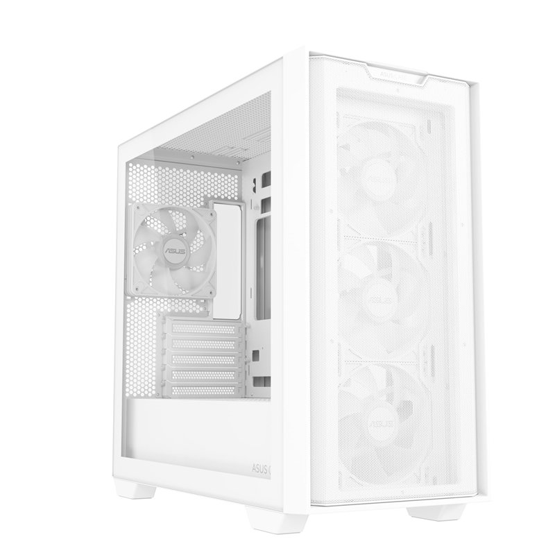 ASUS A21 Plus TG ARGB White White Micro-ATX Case (Support for 165 mm CPU Cooler, 360 mm radiators, 380 mm Graphics Card, ATX PSU