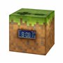 Réveil Digital Minecraft Grass Block - Lumière et Musique du Jeu Officiels, Décor de Chambre pour Gamers Minecraft, Vert