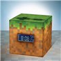 Réveil Digital Minecraft Grass Block - Lumière et Musique du Jeu Officiels, Décor de Chambre pour Gamers Minecraft, Vert