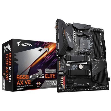 GIGABYTE B550 AORUS ELITE AX V2 Carte mère - Processeurs AMD Ryzen 5000, VRM 12+2 phases, jusqu'à 4733 MHz DDR4, 1xPCIe 4.0 + 1x