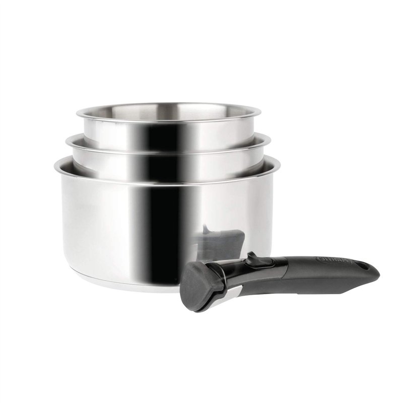 Sitram 713511 SITRAM-713511-Lot 3 casseroles 16+18+20cm Sitramovible Arpège en INOX, poignée Amovible-Tous Feux Dont Induction, 