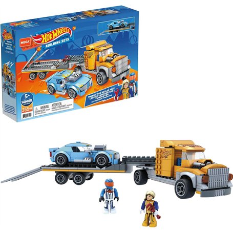 Mega Construx Hot Wheels Coffret Twinduction Voiture et Transporteur à Construire, Jeu de Briques de Construction, 355 pièces, p