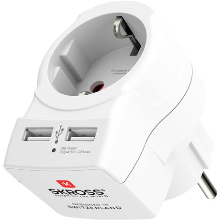 SKROSS | 1.500282 | Europe to Europe USB pour Maison | Chargeur USB Euro (AC) | Prises USB du Concentrateur de Charge (1 x USB T