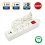 Velamp MULTIP-FR-USB3 3 2P + T et 2 Sorties USB. avec Interrupteur. Multiprise pour Le Bureau ou la Maison. Certifiée NF, Blanc