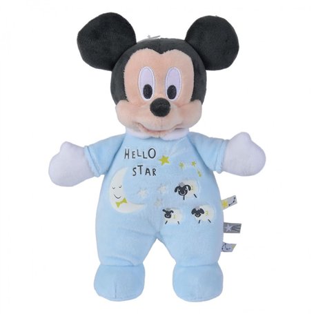 NICOTOY 6315872503 Disney Mickey, Peluche, 25 cm, Pyjama étoilé lumineuxm +0m