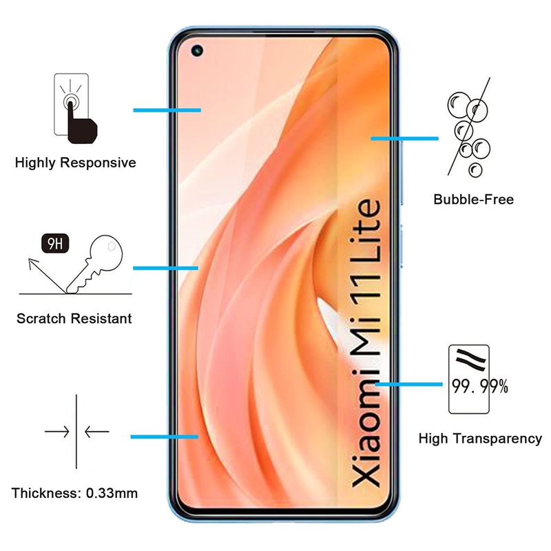 Image secondaire de NEW'C Lot de 2, Verre Trempé pour Xiaomi Mi 11 Lite/Mi 11 Lite 5G, Film Protection écran efficace contre les Rayures - sans Bull