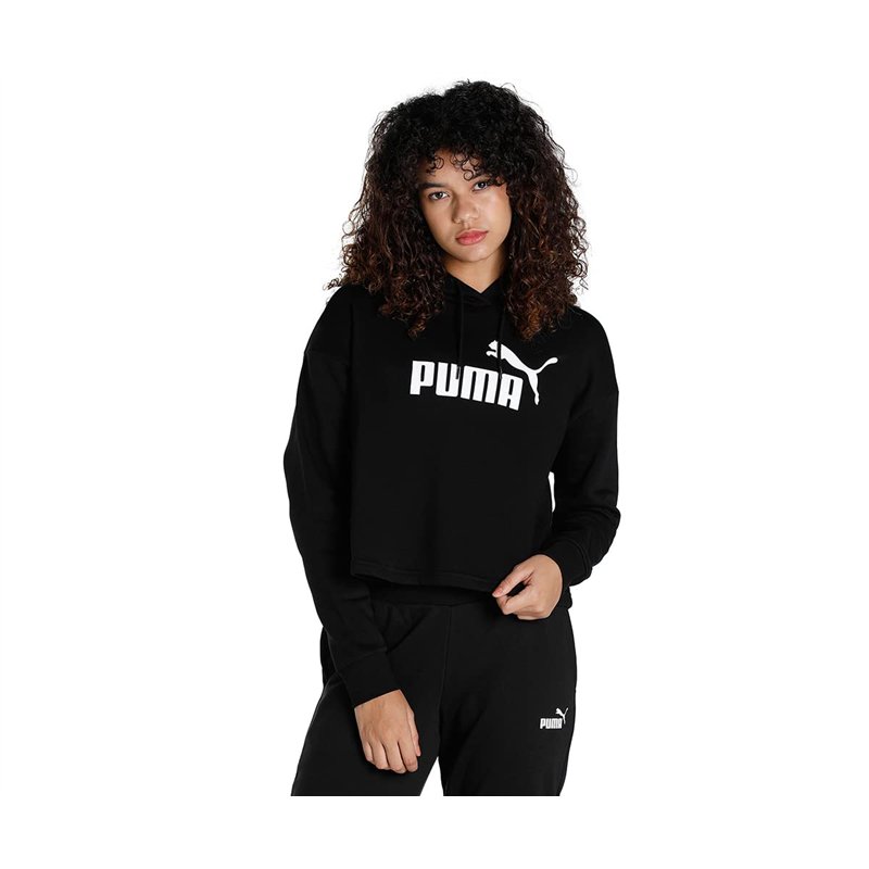Puma Ess Cropped Logo Hoo Sweat-Shirt pour Femme, Femme, Maillot de survêtement, 586869-01, Puma Noir, S