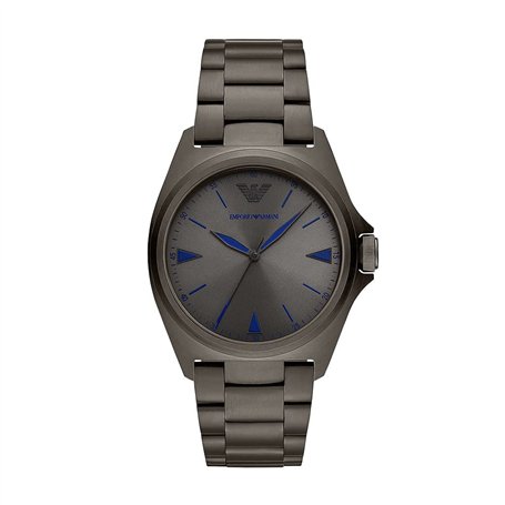 Emporio Armani Montre pour homme, mouvement à trois aiguilles, boîtier en acier inoxydable Gunmetal de 40 mm avec bracelet en ac