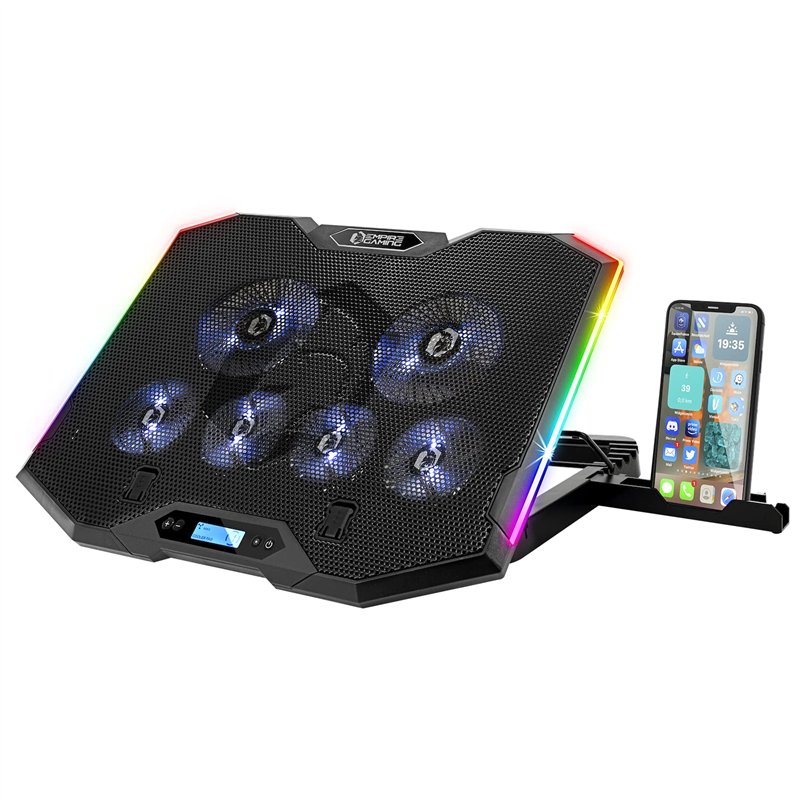EMPIRE GAMING - Guardian S-C100 Refroidisseur PC Ordinateur Portable RGB Gamer - 6 Ventilateurs - Contrôleur LCD - 5 Hauteurs Ré
