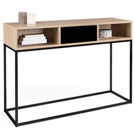 IDMarket - Console 1 tiroir Noir Boston avec rangements Design Industriel IDMarket - Console 1 tiroir Noir Boston avec rangements Design Industriel