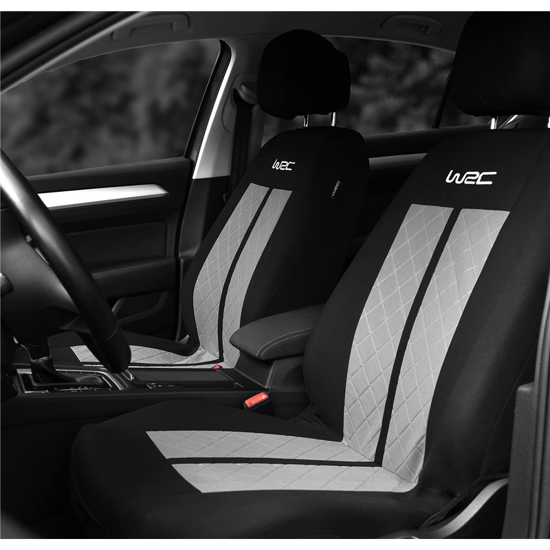 Image secondaire de WRC 007588 Housses de Siège Voiture Universelles, Avant-Arrière 2/3-1/3, Racing, Noir et Argent