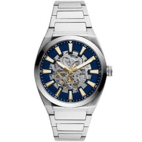 Fossil Montre pour femmes Everett, mouvement automatique, boîtier en acier inoxydable argenté de 42 mm avec bracelet en acier in