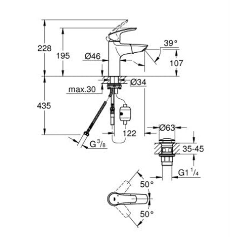 Image secondaire de GROHE WT Eurosmart C Mitigeur monocommande avec système Push Open-Abl